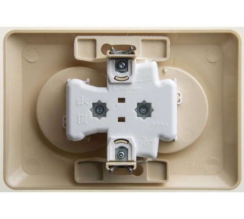 Этюд Кремовый С/У Розетка 2-ая без заземления со шторками 16А 250B  PC16-106K  SE