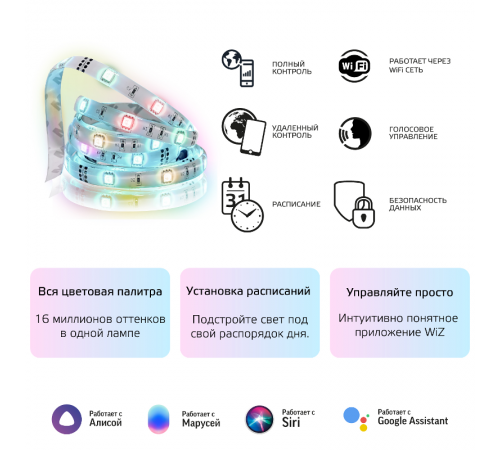 Лента светодиодная "умная" Smart Home  RGBW тип CCT+DIM 3 м 1/20  5010122  Gauss