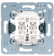 Двухклавишный механизм кнопок без фиксации 10 A / 250 В, НО контакты, пружинные зажимы; не подходит к клавишам серии EP; универсальные встраиваемые ме