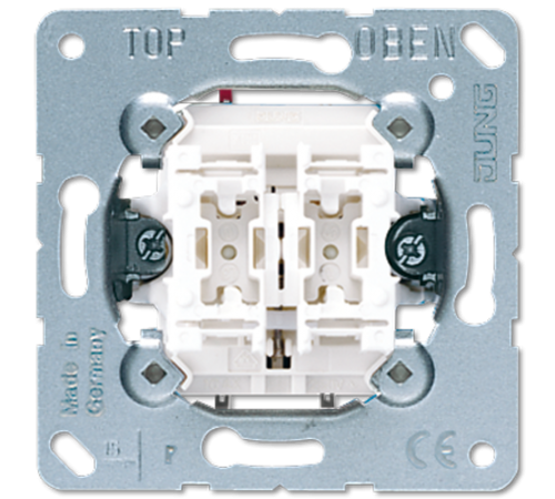 Двухклавишный механизм кнопок без фиксации 10 A / 250 В, НО контакты, пружинные зажимы; не подходит к клавишам серии EP; универсальные встраиваемые ме