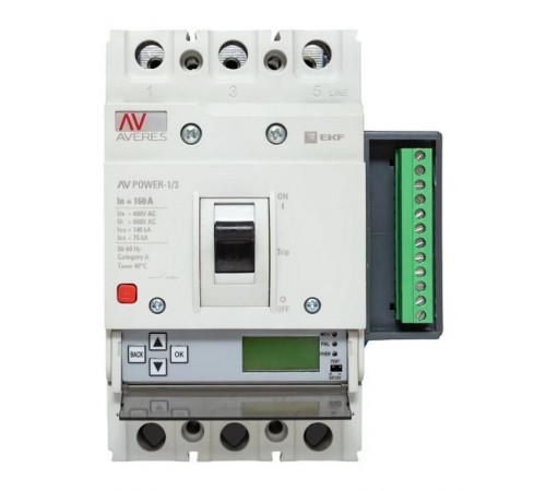 Выключатель автоматический AV POWER-1/3 160А 100kA ETU6.2 AVERES  mccb-13-160H-6.2-av  EKF