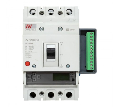 Выключатель автоматический AV POWER-1/3 160А 100kA ETU6.2 AVERES  mccb-13-160H-6.2-av  EKF