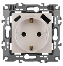 Розетка  Серия 12 12-4108-15 2P+E 16A-250В со шторками с USB type-A+C 5В-3А перламутр  Б0067767  ЭРА