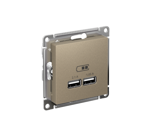 AtlasDesign Шампань Розетка USB, 5В, 1 порт x 2,1 А, 2 порта х 1,05 А, механизм  ATN000533  SE