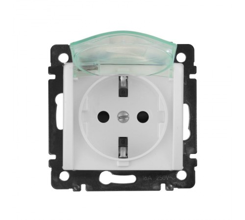 Valena Белый Розетка 1-ая с/з с крышкой и защитными шторками IP44 (к простой рамке)  774220  Legrand