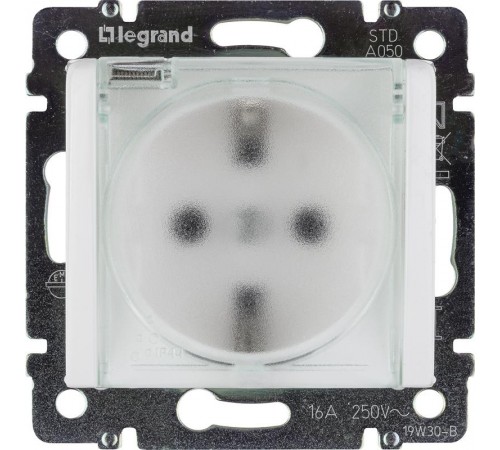 Valena Белый Розетка 1-ая с/з с крышкой и защитными шторками IP44 (к простой рамке)  774220  Legrand