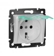 Valena Белый Розетка 1-ая с/з с крышкой и защитными шторками IP44 (к простой рамке)  774220  Legrand
