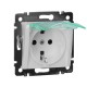 Valena Белый Розетка 1-ая с/з с крышкой и защитными шторками IP44 (к простой рамке)  774220  Legrand