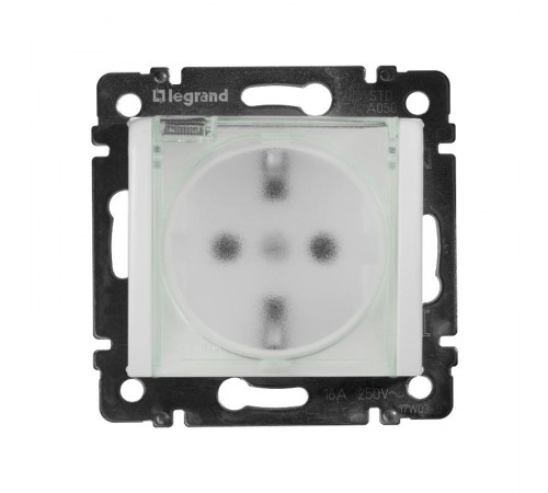 Valena Белый Розетка 1-ая с/з с крышкой и защитными шторками IP44 (к простой рамке)  774220  Legrand