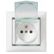 Valena Белый Розетка 1-ая с/з с крышкой и защитными шторками IP44 (к простой рамке)  774220  Legrand