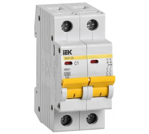 Выключатель автоматический двухполюсный ВА47-29 1А C 4,5кА KARAT  MVA20-2-001-C  IEK