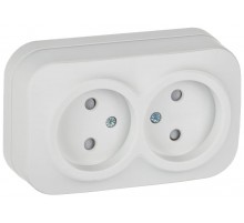 GLORY Розетка 2-местная без з/к с з/ш о/у 10А РСш22-2-ХБм белый матовый  ERH23-K01M-10  IEK