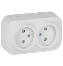 GLORY Розетка 2-местная без з/к с з/ш о/у 10А РСш22-2-ХБм белый матовый  ERH23-K01M-10  IEK