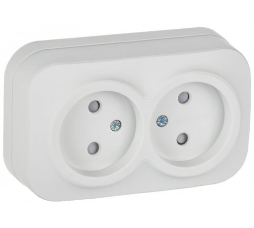 GLORY Розетка 2-местная без з/к с з/ш о/у 10А РСш22-2-ХБм белый матовый  ERH23-K01M-10  IEK