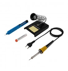 Набор для пайки (паяльник 30 Вт, оловоотсос, подставка, припой)  12-0163  REXANT