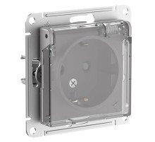 AtlasDesign Aqua Розетка с заз. со шт. с прозрач. крышк, 16А,IP44, мех,Алюминий  ATN440346  SE