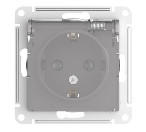 AtlasDesign Aqua Розетка с заз. со шт. с прозрач. крышк, 16А,IP44, мех,Алюминий  ATN440346  SE