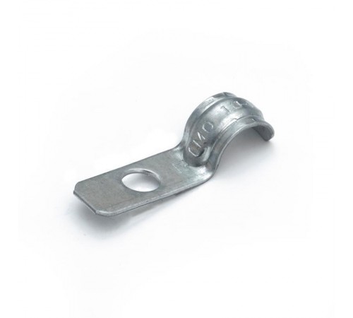 Скоба металлическая однолапковая усиленная противопожарная СМОУ d10-11 мм отв. d 6,5 мм (100шт/3000шт уп/кор)  PR13.02421  Промрукав