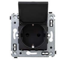 Розетка с крышкой в стену, 2P+E, с з/ш, "Avanti", "Черный матовый"  4412013  DKC