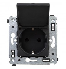 Розетка с крышкой в стену, 2P+E, с з/ш, "Avanti", "Черный матовый"  4412013  DKC