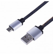 USB кабель microUSB, шнур в джинсовой оплетке  18-4242  REXANT