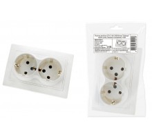 Розетка двойная 2П+З 16А 250В белая "Таймыр" (пром. упак., бакелит. основание)  SQ1814-0514  TDM