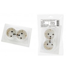 Розетка двойная 2П+З 16А 250В белая "Таймыр" (пром. упак., бакелит. основание)  SQ1814-0514  TDM