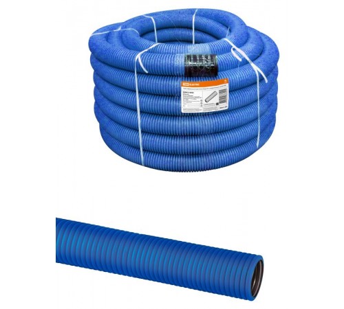 Труба гофрированная двустенная ПНД d 50 с зондом (50 м/уп.) синяя  SQ0413-6050  TDM