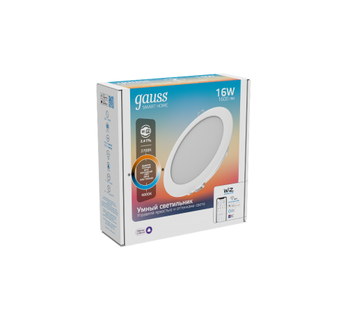 Светильник светодиодный Smart Home DIM+CCT 16 Вт 1/30  2040122  Gauss