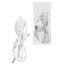 Шнур с плоской вилкой и светорегулятором "Народный" ШВВП 2х0,5 мм2, 2м, белый  SQ1305-0043  TDM