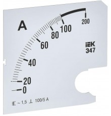 Шкала смен. для амперметра Э47 100/5А-1,5 96х96мм  IPA20D-SC-0100  IEK