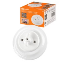 Выключатель скрытой установки фарфоровый поворотный перекрёстный с ручкой (бантик) 10А белый "Болонь  SQ1820-0016  TDM