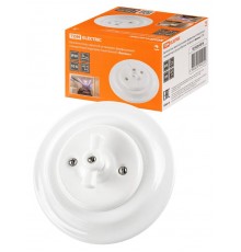 Выключатель скрытой установки фарфоровый поворотный перекрёстный с ручкой (бантик) 10А белый "Болонь  SQ1820-0016  TDM