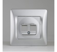 Суппорт для розетки информационной 2 порта (серебристый)  201334  SPL