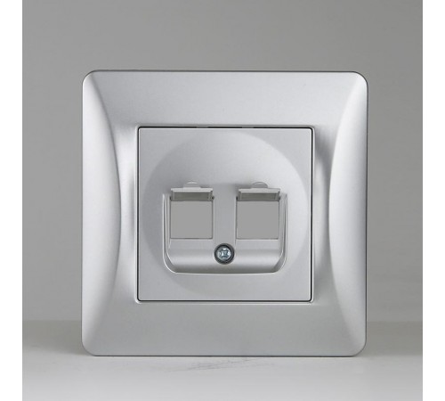 Суппорт для розетки информационной 2 порта (серебристый)  201334  SPL