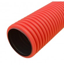 Труба гофрированная двустенная ПНД жесткая тип 1250 (SN18) красная d160 мм 5,7м (22,8м/уп)  PR15.01048  Промрукав