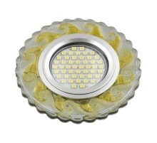 Светильник декор.встр Luciole DLS-L139 GU5.3 GLASSY/GOLD GU5.3 доп.LED подсветка 3Вт, стекл,зерк./прозр.+светло-желтый.  UL-00003872  Fametto