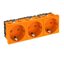 Розетка тройная 0° с з/к, 250 В, 16A (оранжевый) (STD-D0 ROR3)  6120044  OBO Bettermann