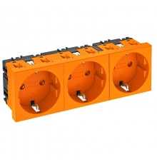 Розетка тройная 0° с з/к, 250 В, 16A (оранжевый) (STD-D0 ROR3)  6120044  OBO Bettermann
