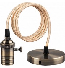 Патрон декоративный LH129 230V E27 67х40x68мм, длина провода 1м, основание d.95*17мм, черн зол С ВЫКЛ  22366  Feron