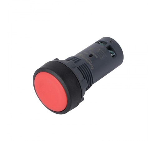 Кнопка SB7 моноблочная 22мм красная с возвратом, пластик, 1НО+1НЗ, IP65  SB7NA45  SE