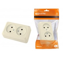 Розетка двойная 2П открытой установки IP20 10А, сл. кость "Ладога"   SQ1801-0018  TDM