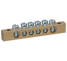 Шина  NO-122-02 PEN земля-ноль 6х9мм 6/2 латунная с креплениями по краям   Б0047216  ЭРА