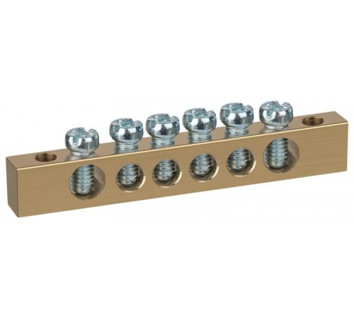 Шина  NO-122-02 PEN земля-ноль 6х9мм 6/2 латунная с креплениями по краям   Б0047216  ЭРА