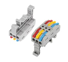 Клемма СМК 222-423D проходная 3-полюсная, с креплением на DIN-рейку (0,08-4 мм) серая (50 шт./уп.)  07-5238  REXANT