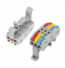 Клемма СМК 222-423D проходная 3-полюсная, с креплением на DIN-рейку (0,08-4 мм) серая (50 шт./уп.)  07-5238  REXANT