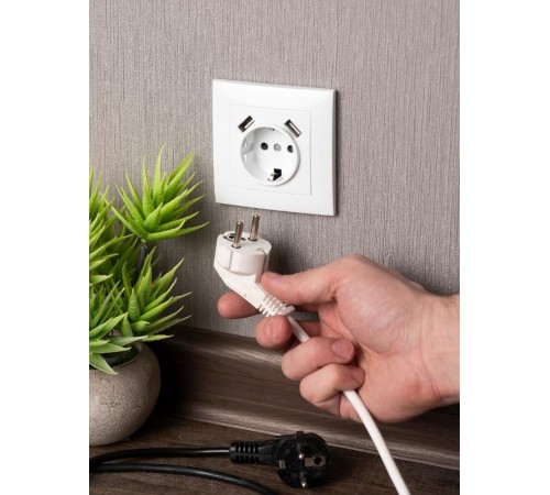Валенсия розетка 1-местная с/з 16А белая с защ. штор. с 2 USB 2,1А EKF PROxima   EWR16-028-10-2USB   EKF