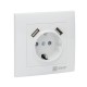 Валенсия розетка 1-местная с/з 16А белая с защ. штор. с 2 USB 2,1А EKF PROxima   EWR16-028-10-2USB   EKF