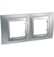 Unica TOP Хром матовый/Алюминий Рамка 2-ая  MGU66.004.038  Schneider Electric