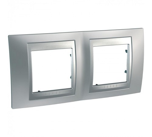 Unica TOP Хром матовый/Алюминий Рамка 2-ая  MGU66.004.038  Schneider Electric
